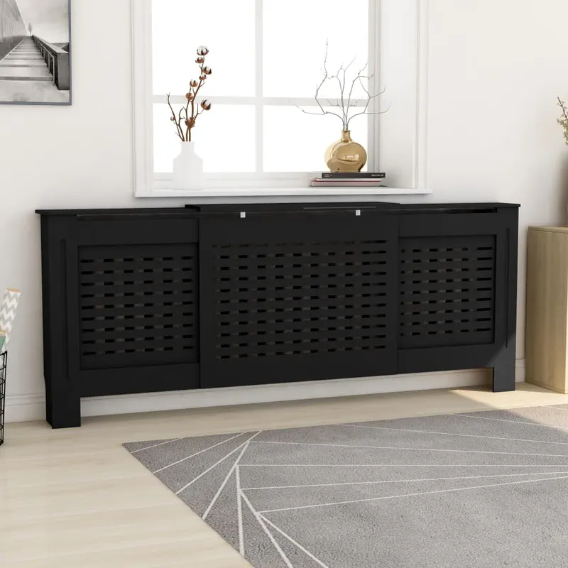 masca pentru calorifer, negru, 205 cm, mdf