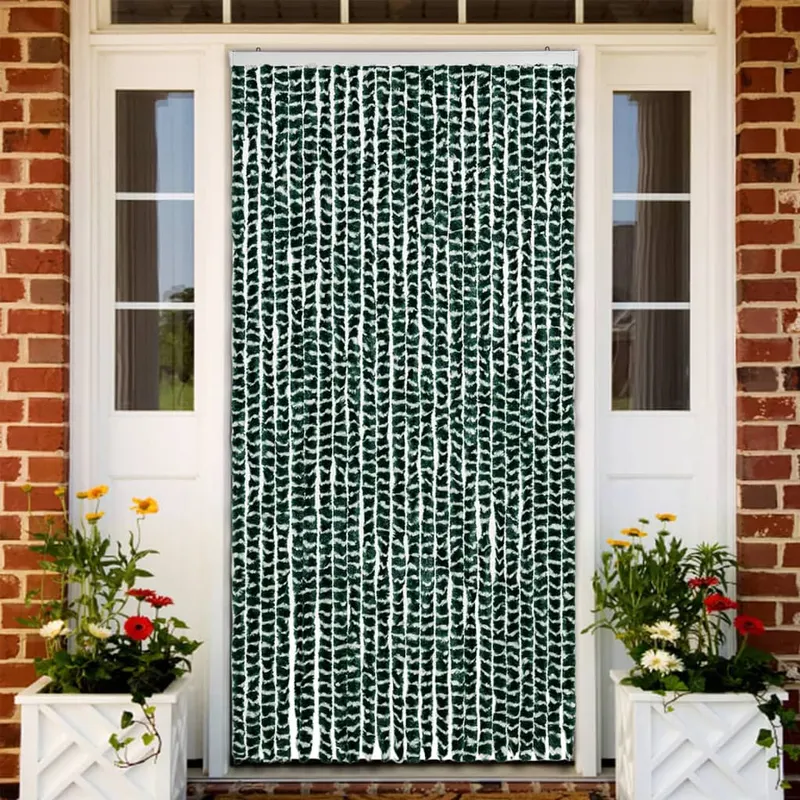 perdea pentru insecte, verde si alb, 100 x 220 cm, chenille