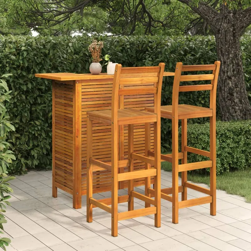 set mobilier de bar de gradina, 3 piese, lemn masiv de acacia