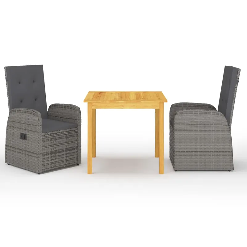 set mobilier de gradina, 3 piese, gri