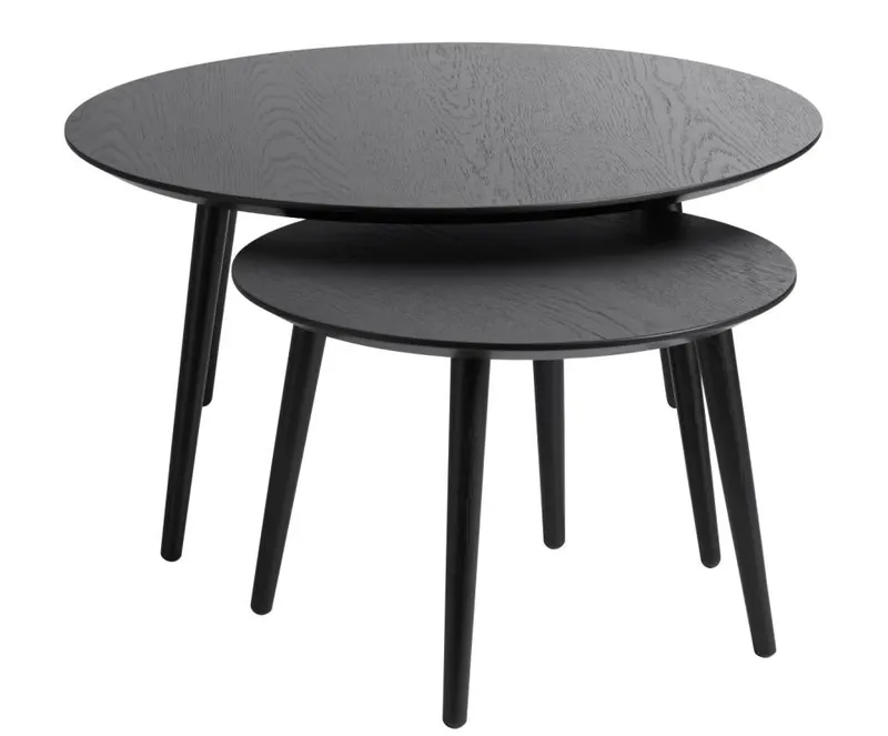 Set 2 masute de cafea LEVION Ø58/88 x 41/45 CM - Negru