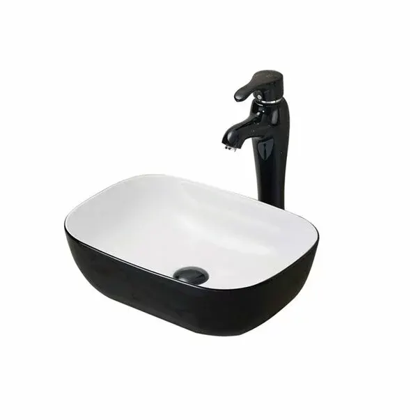 Lavoar pe blat Fluminia Crius, 33.5 cm, dreptunghiular, garantie 2 ani, alb-negru