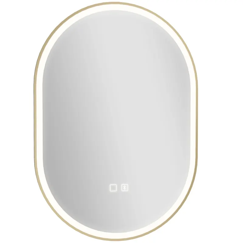 HOMCOM Oglindă de baie cu LED și boxă Bluetooth anti-aburire 100x70 cm 3 culori reglabile reglaj luminozitate