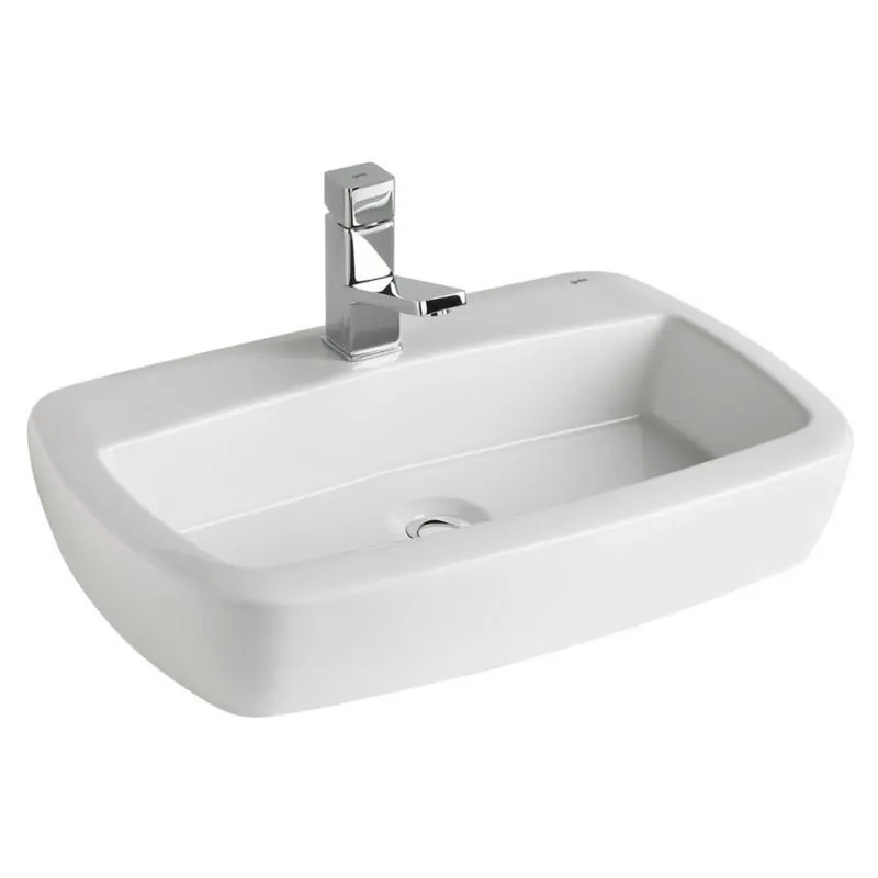 Lavoar pe blat alb 60 cm, cu orificiu baterie, Gala Eos