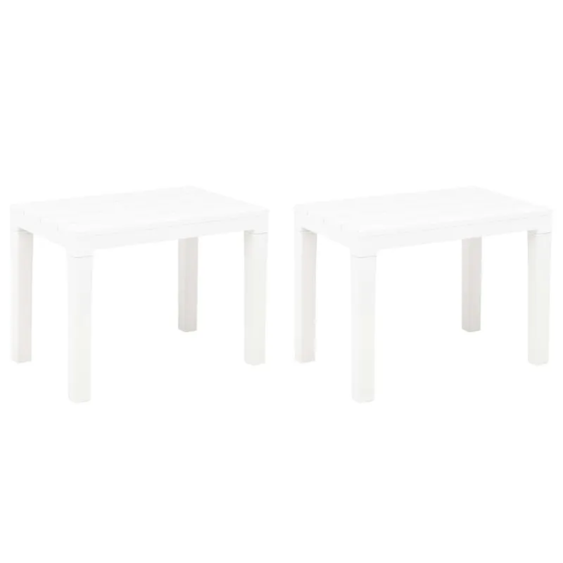 banci de gradina, 2 buc., alb, plastic