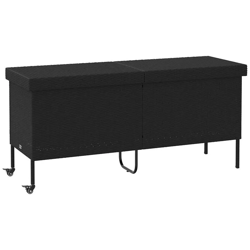 lada depozitare de gradina cu roti negru 160x55x75 cm poliratan