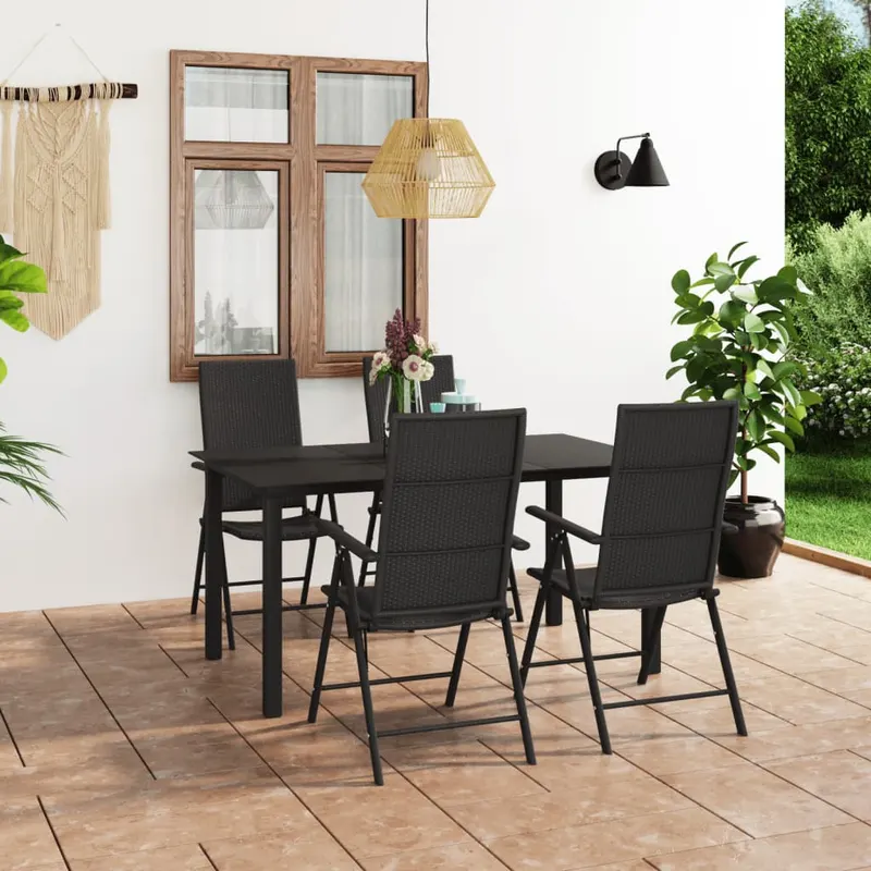 set mobilier de gradina, 5 piese, negru