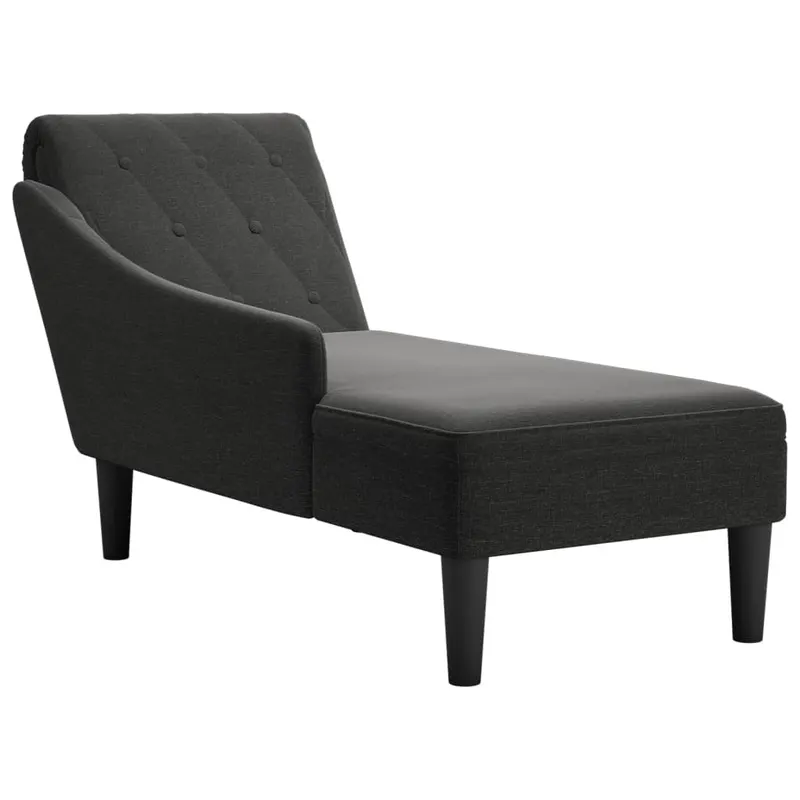 sezlong cu perna si cotiera dreapta, negru, textil