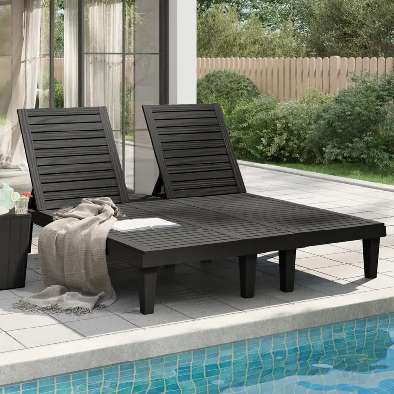 sezlong dublu, negru, 155x138x83 cm, polipropilena
