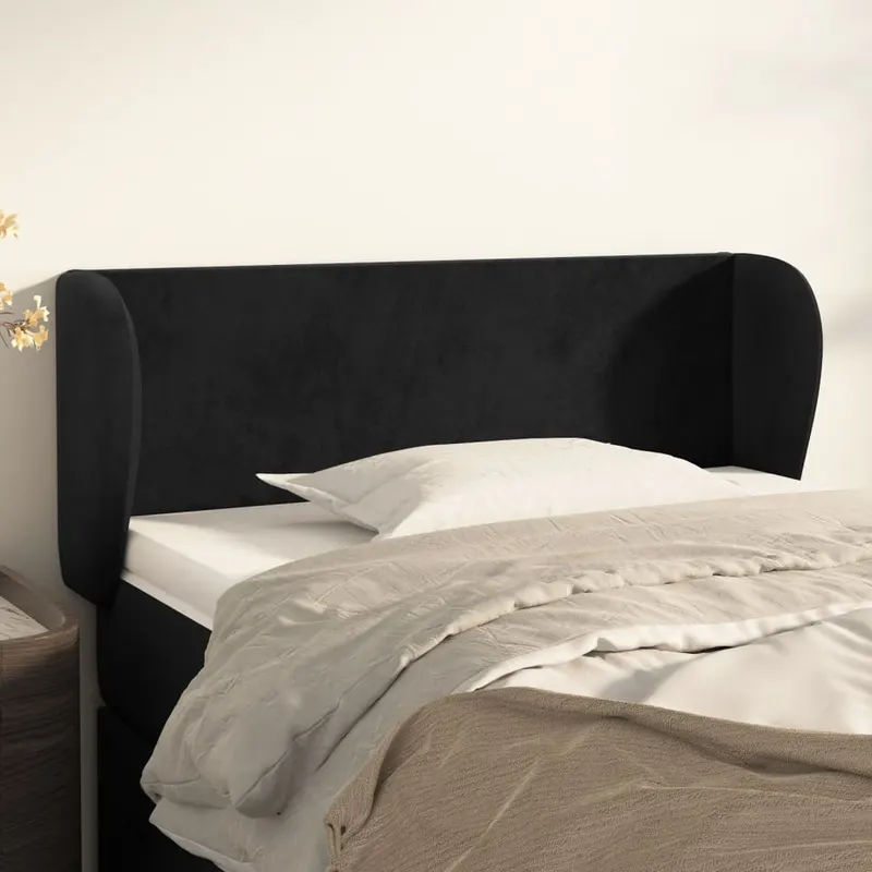 tablie de pat cu aripioare negru 83x23x78/88 cm catifea
