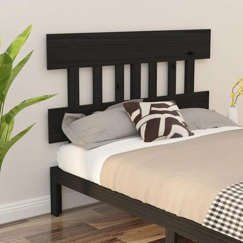 tablie de pat, negru, 143,5x3x81 cm, lemn masiv de pin