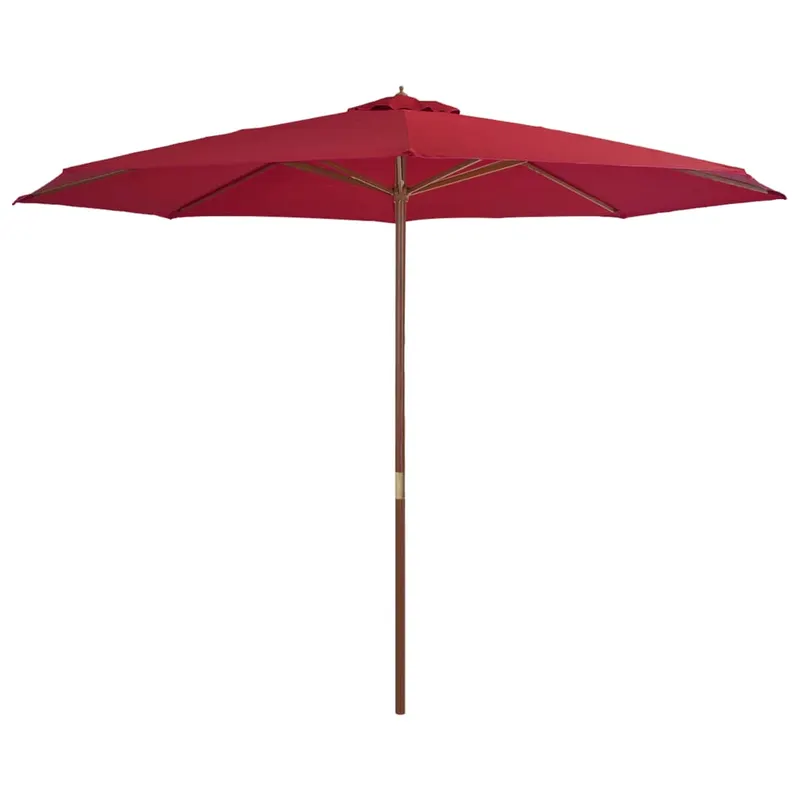 umbrela de soare de exterior cu stalp din lemn, visiniu, 350 cm
