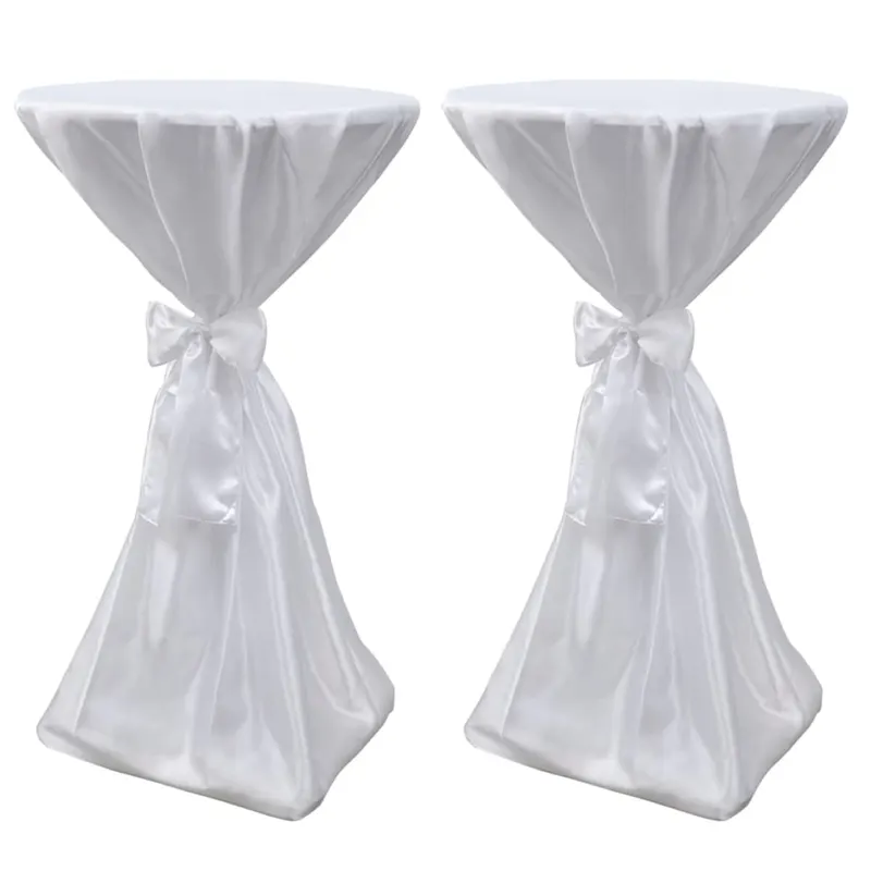 Husa de masa alba, 80 cm, cu funda, 2 buc