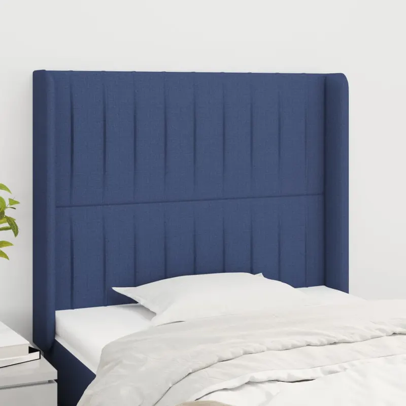 tablie de pat cu aripioare, albastru, 83x16x118/128 cm, textil