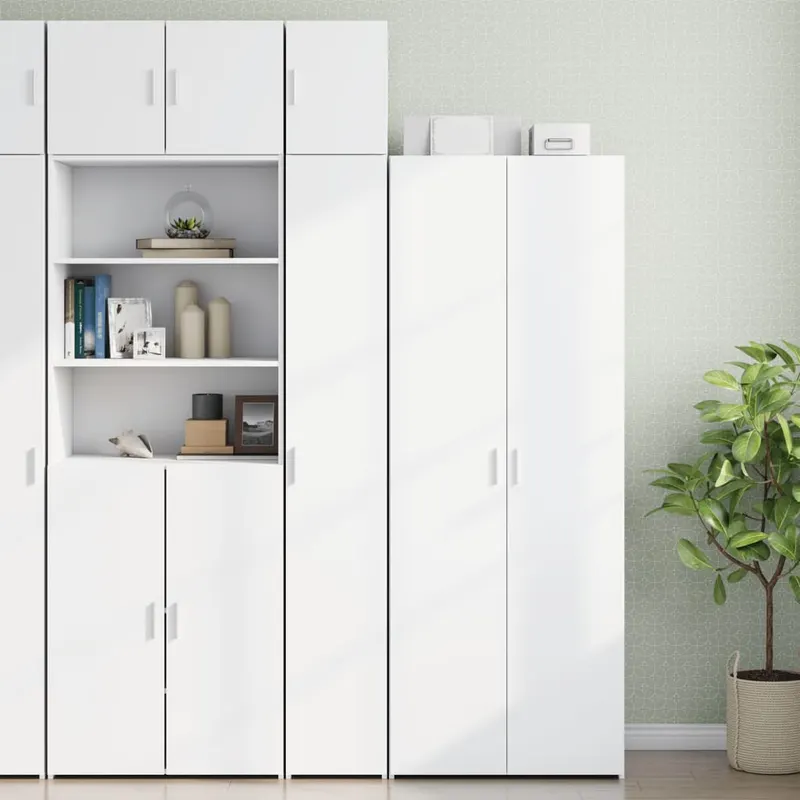 dulap depozitare slim alb 30x42,5x225 cm lemn prelucrat