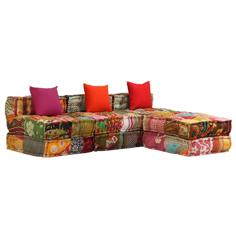 canapea puf modulara cu 3 locuri, petice, material textil