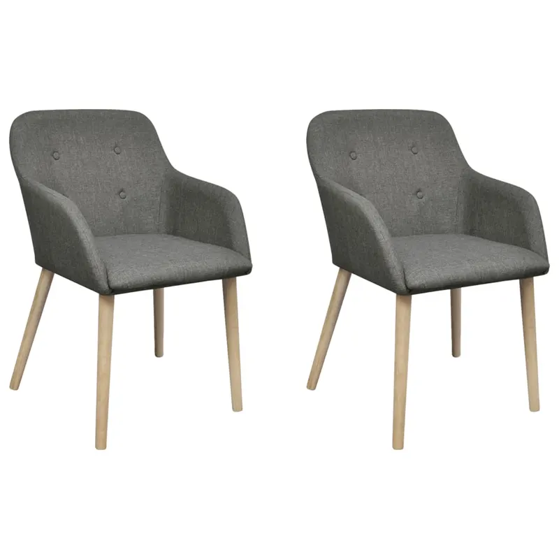 scaune bucatarie 2 buc, gri deschis, textil & lemn stejar masiv