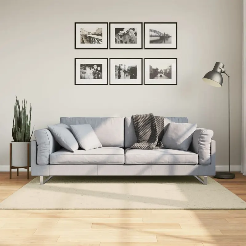 covor huarte, fir scurt, moale si lavabil, crem, 120x170 cm