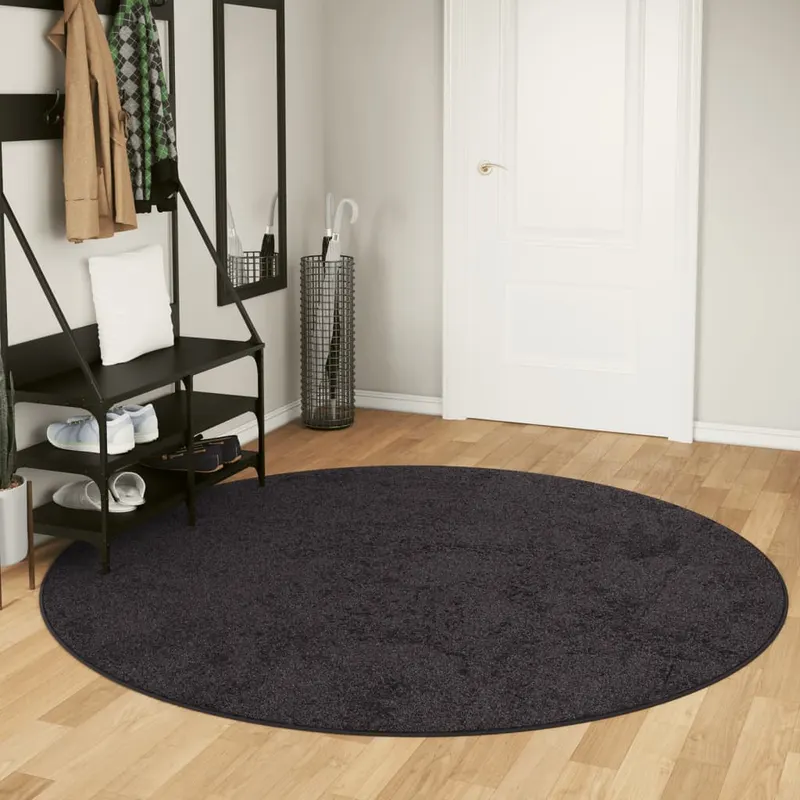 covor lavabil, antracit, Ø 200 cm, anti-alunecare