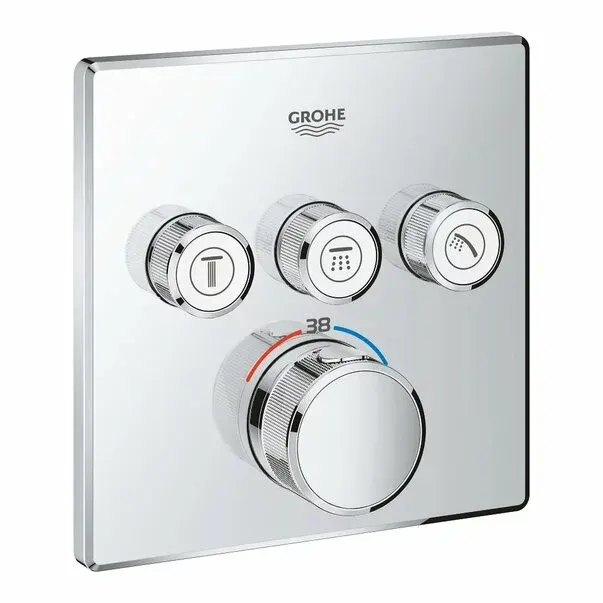 Unitate comanda Grohe 29126000, control SmartControl Cube, tip comanda dubla comanda, buton push turn, crom