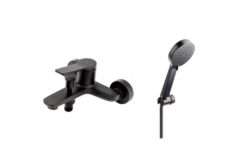 Baterie cada FDesign Seppia, aparenta, diverter, set dus, mat, negru, FD1-SPA-1-22