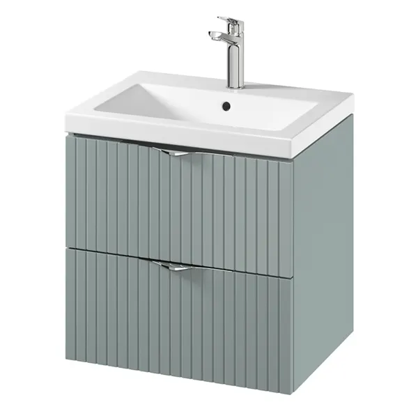Set dulap baie suspendat 2 sertare lavoar inclus, 60 cm, culoare fiord mat, MDF, Cersanit Tirso
