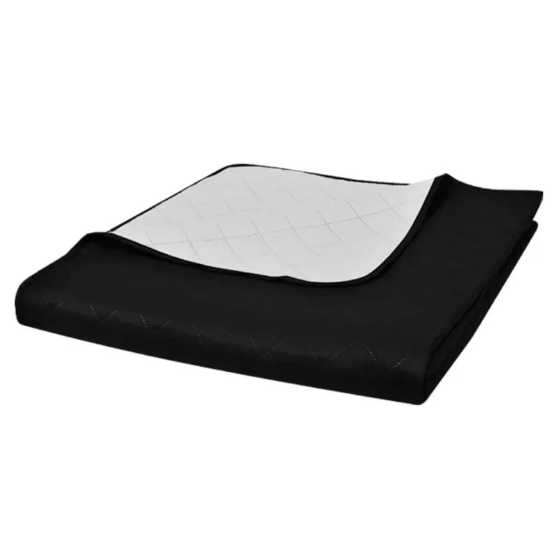 Cuvertura matlasata cu doua fete, negru/alb, 230 x 260 cm