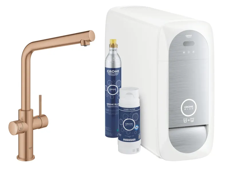 Baterie de bucatarie Grohe 31454DL1, Blue Home, 3 8 , pipa inalta, Tip L, filtrare, racire, apa carbogazoasa