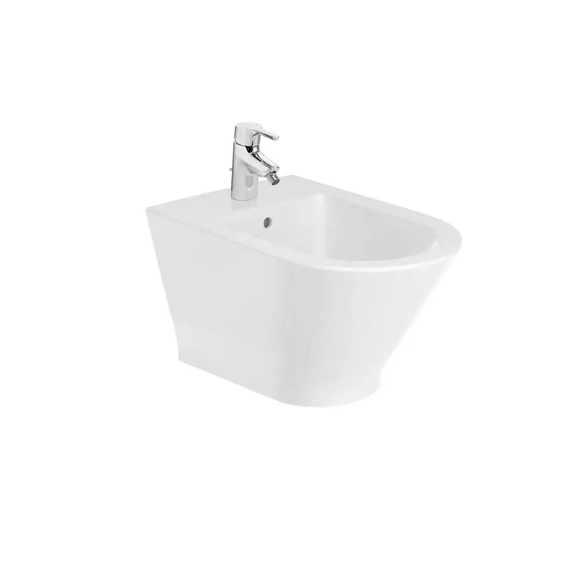 Bideu Roca A3570N6000, The Gap Round, montaj suspendat, preaplin, zona montaj interior, elemente fixare ascunse, alb
