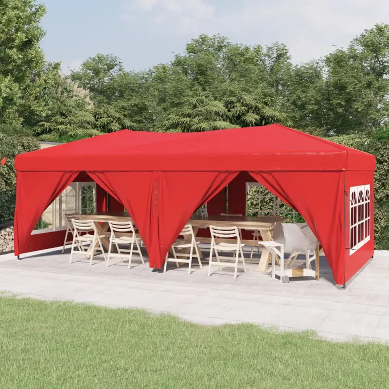 cort pliabil pentru petrecere, pereti laterali, rosu, 3x6 m