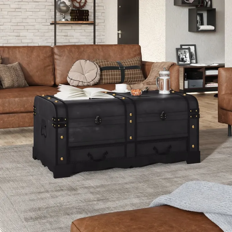 cufar vintage mare, negru, lemn