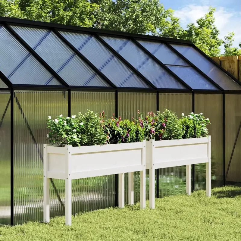 jardiniere de gradina cu picioare 2 buc. alb lemn masiv de pin