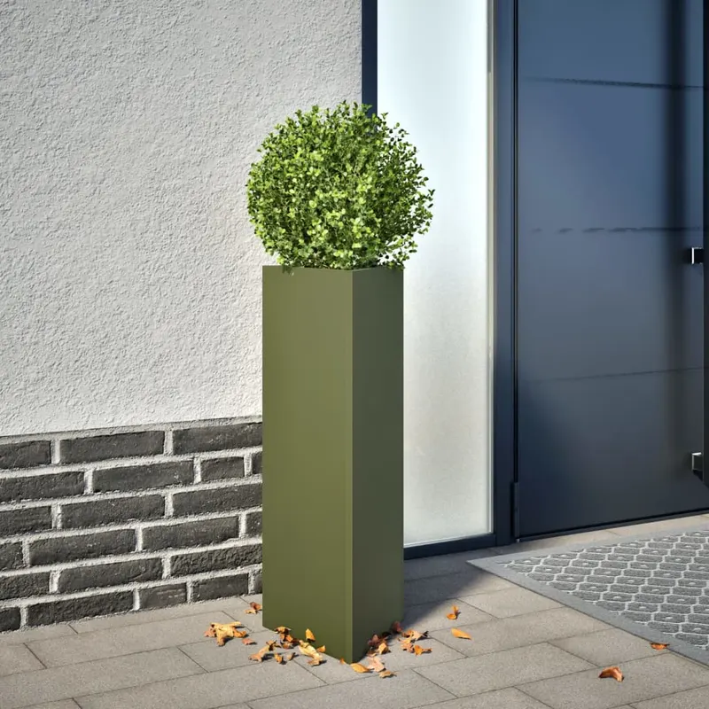 jardiniere gradina, 2 buc., verde, 30x26x75 cm, otel, triunghi