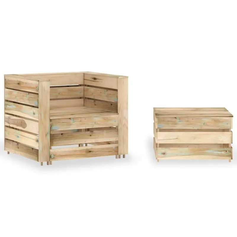 set mobilier de gradina paleti, 2 piese, lemn pin tratat