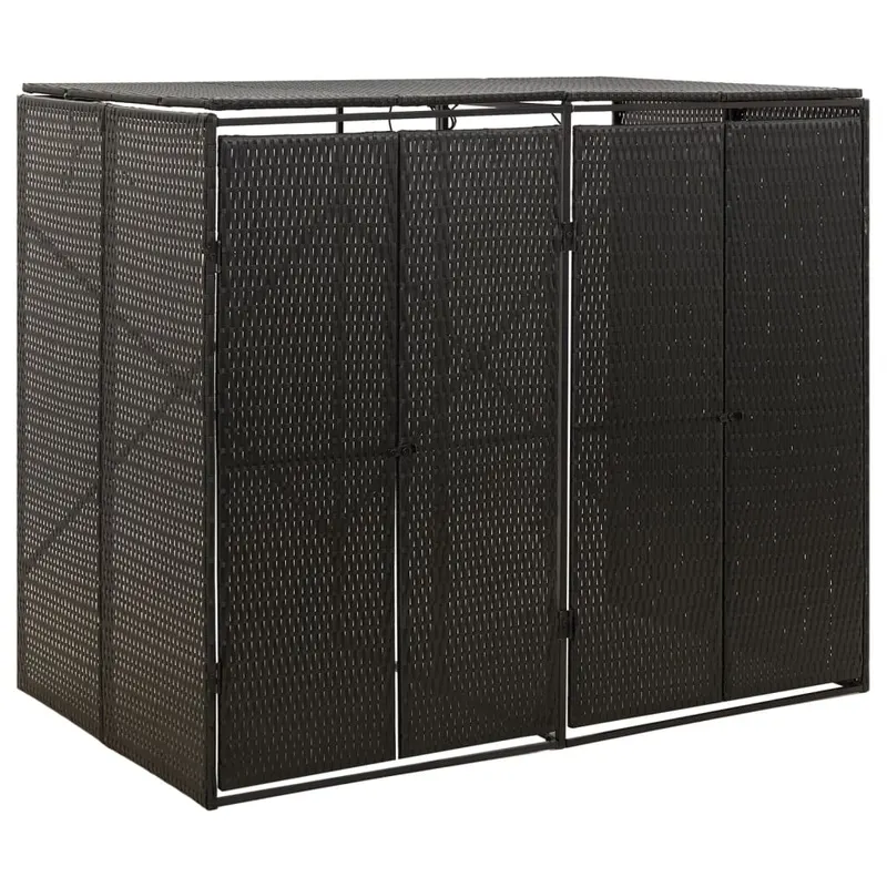 magazie de pubele dubla, negru, 140x80x117 cm, poliratan