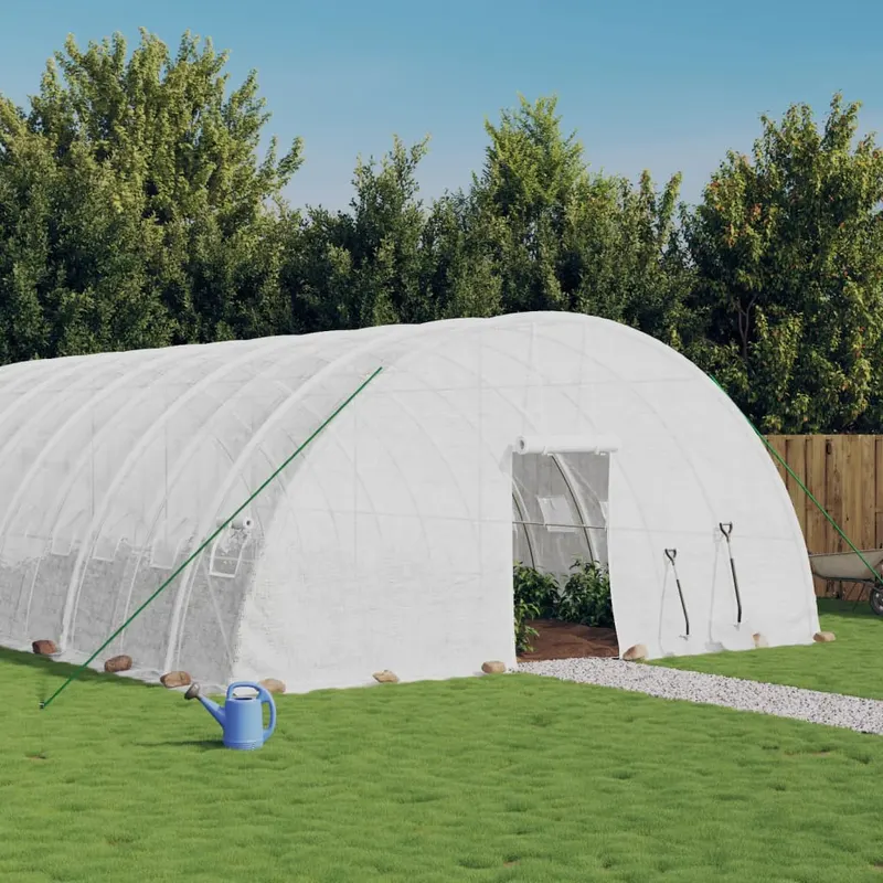 sera cu cadru din otel, alb, 108 m2, 18x6x2,85 m