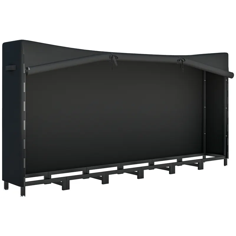 Outsunny Suport de Lemne pentru Exterior din Oțel, cu Acoperire Impermeabilă Oxford 600D, Structură Reglabilă și Lanțuri Metalice, Suport de Lemne Ridicat, 0.8m³, 235x31x116 cm, Negru