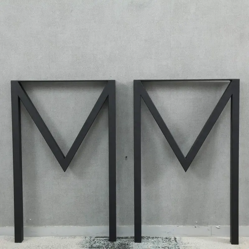 Set 2 picioare metalice pentru masa, negru mat, 72 cm