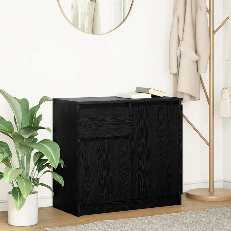 bufeta cu sertar stejar negru 71x35x65 cm lemn prelucrat
