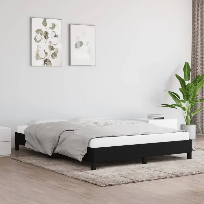 cadru de pat fara saltea, negru, 140x200 cm, textil