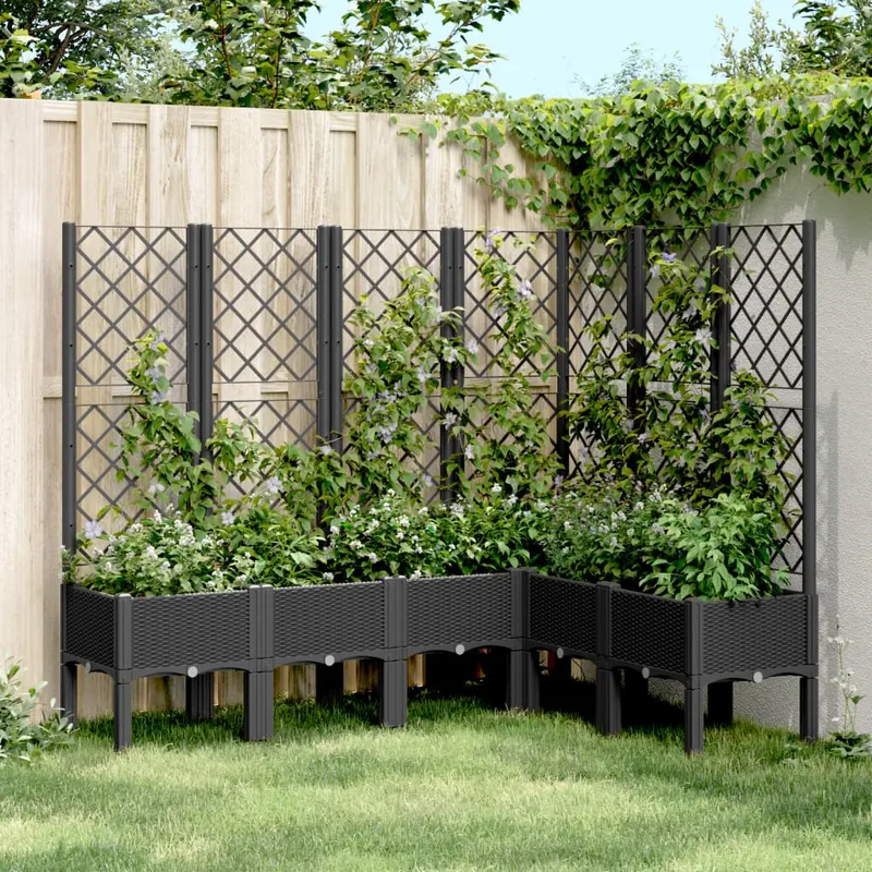 Jardiniera de gradina cu spalier, negru, 160x120x142 cm, pp