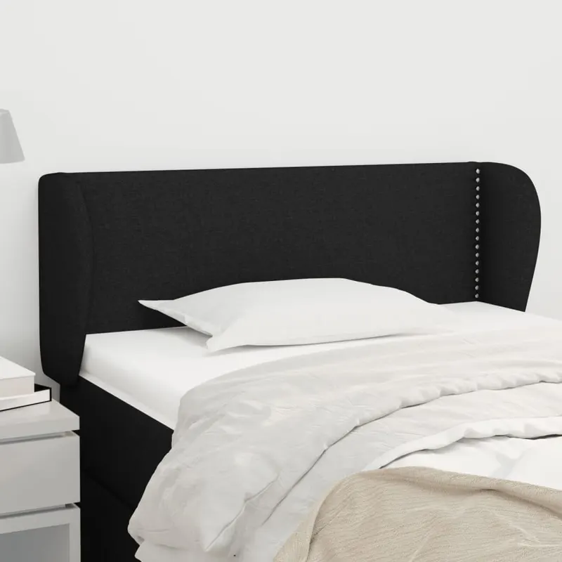 tablie de pat cu aripioare negru 103x23x78/88 cm textil