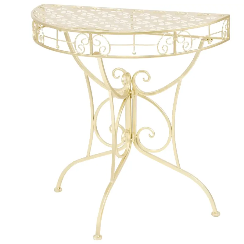 masa laterala stil vintage semirotunda metal 72x36x74 cm auriu