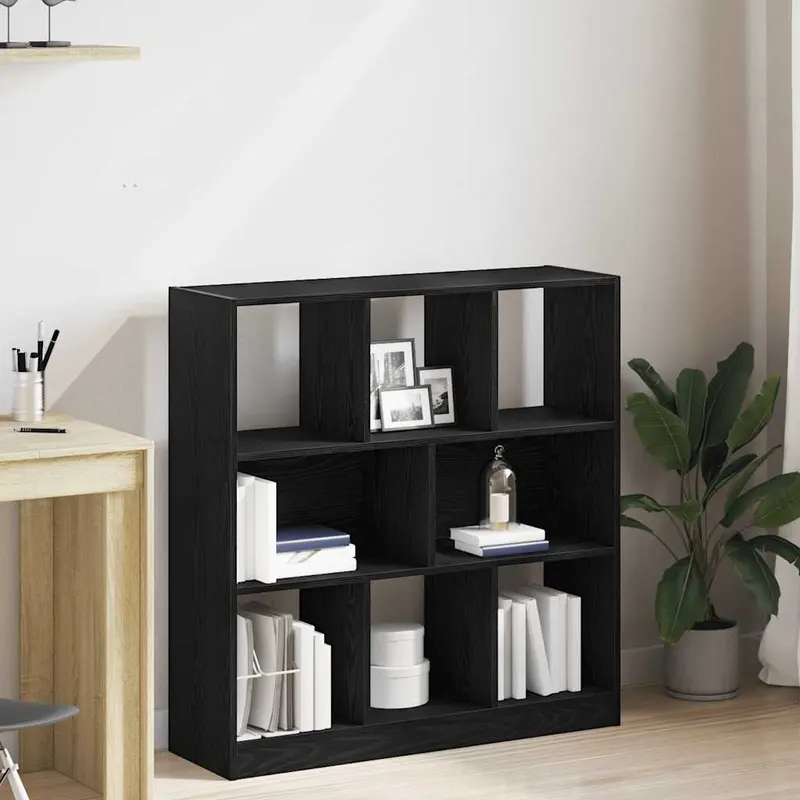 dulap cu carti stejar negru 97,5x29,5x100 cm lemn prelucrat