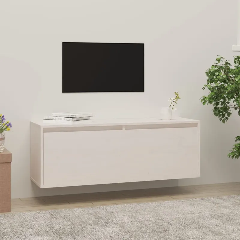 dulap de perete, alb, 100x30x35 cm, lemn masiv de pin