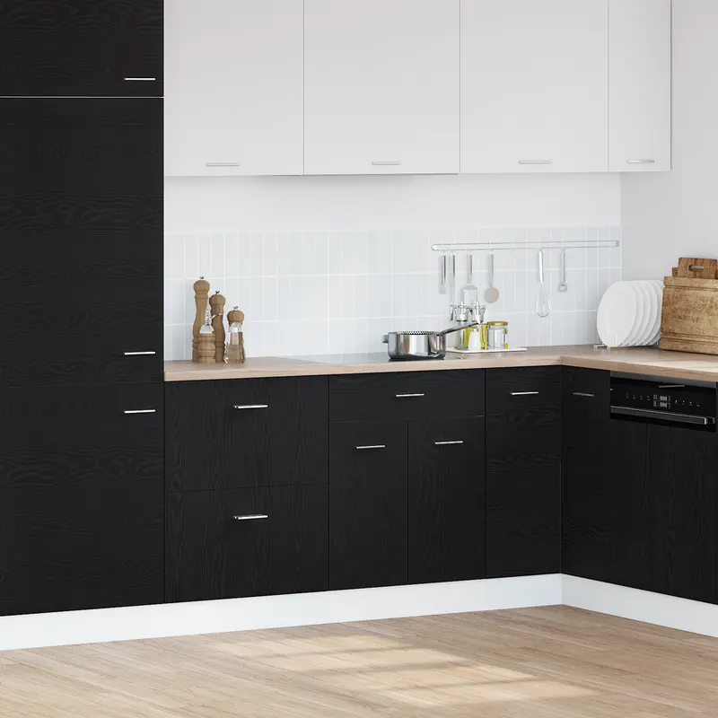 dulap cu sertare negru din stejar - 60x46x81.5 cm fabricat din lemn prelucrat