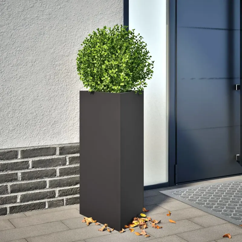 jardiniere gradina 2 buc., negru, 40x34,5x70 cm, otel, triunghi