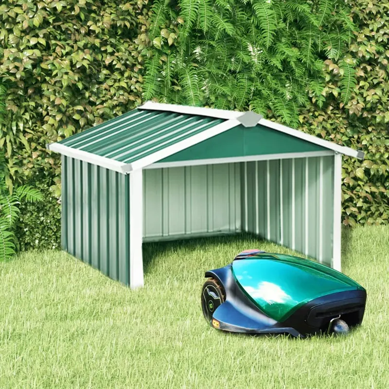 Șopron gradina pt. robot de gazon verde 92x97x63 cm otel zincat