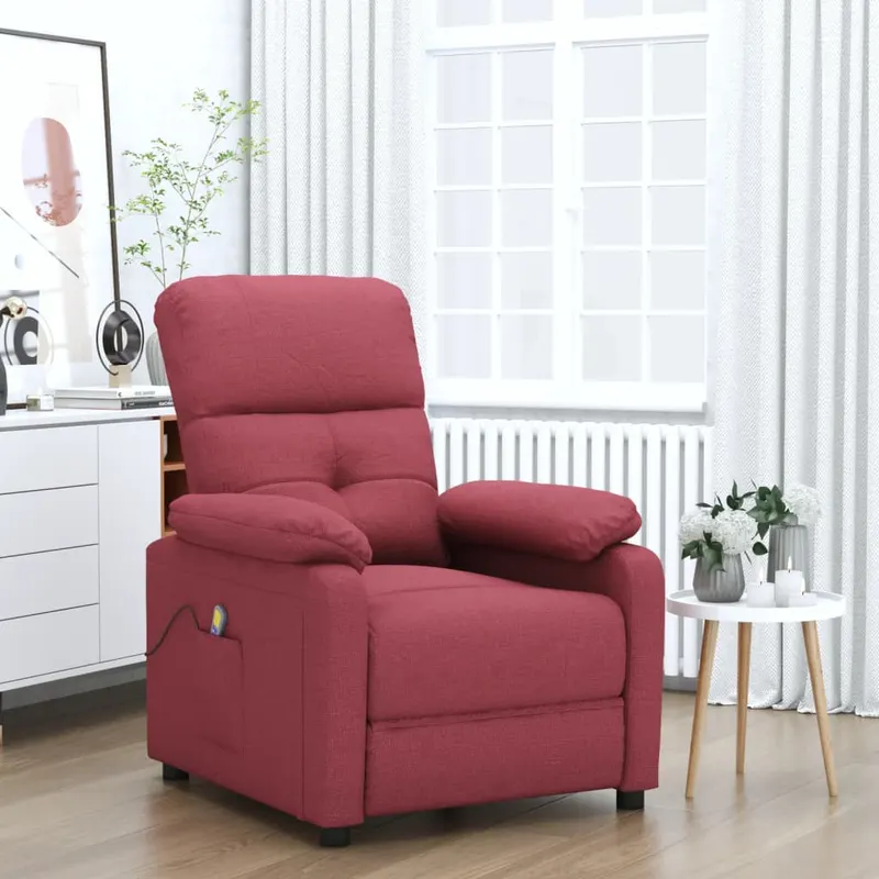 fotoliu de masaj, rosu vin, material textil
