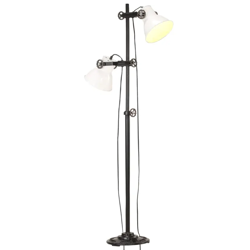 lampa de podea cu 2 abajururi, alb, fonta, e27